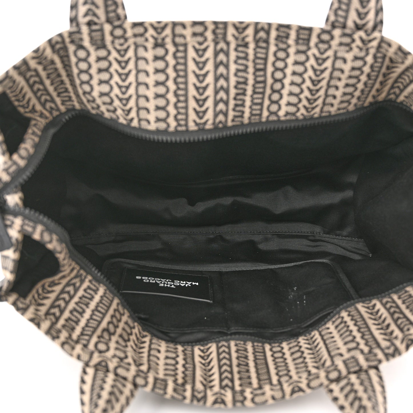 Cotton Jacquard Monogram Large The Traveler Tote Bag Beige Multicolor