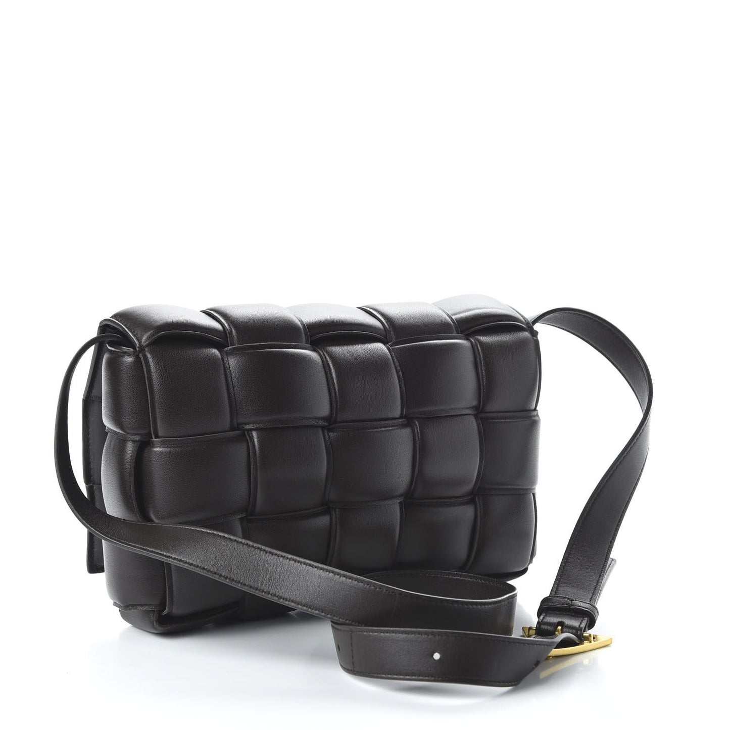 Nappa Maxi Intreccio Padded Cassette Crossbody Bag Fondente