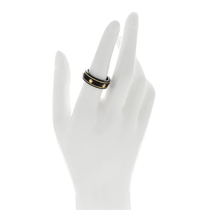 Gucci 18K Yellow Gold Zirconia Powder 7mm Studded Icon Ring 54 7 Black 2 of 4