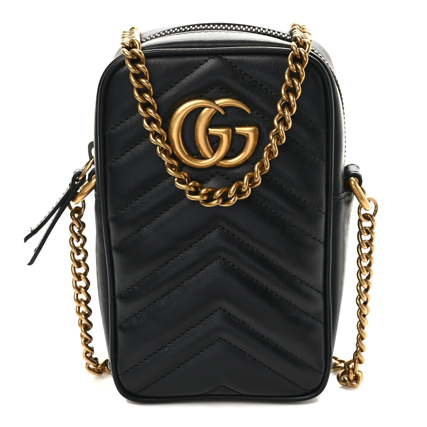 Gucci Calfskin Matelasse Mini GG Marmont Crossbody Bag Black 1 of 8