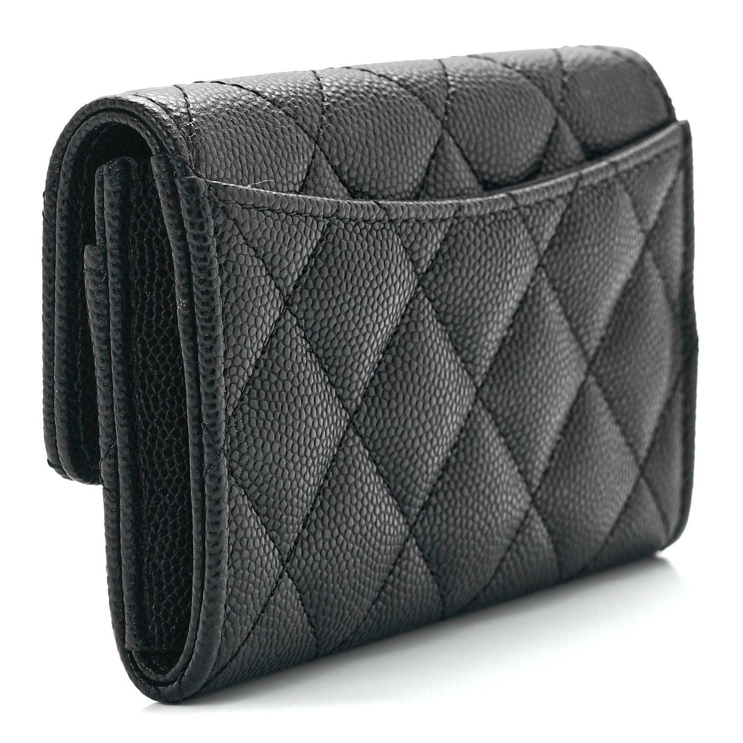 Chanel Caviar Quilted Enamel Coco Casino Flap Card Holder Wallet Black 3 of 12