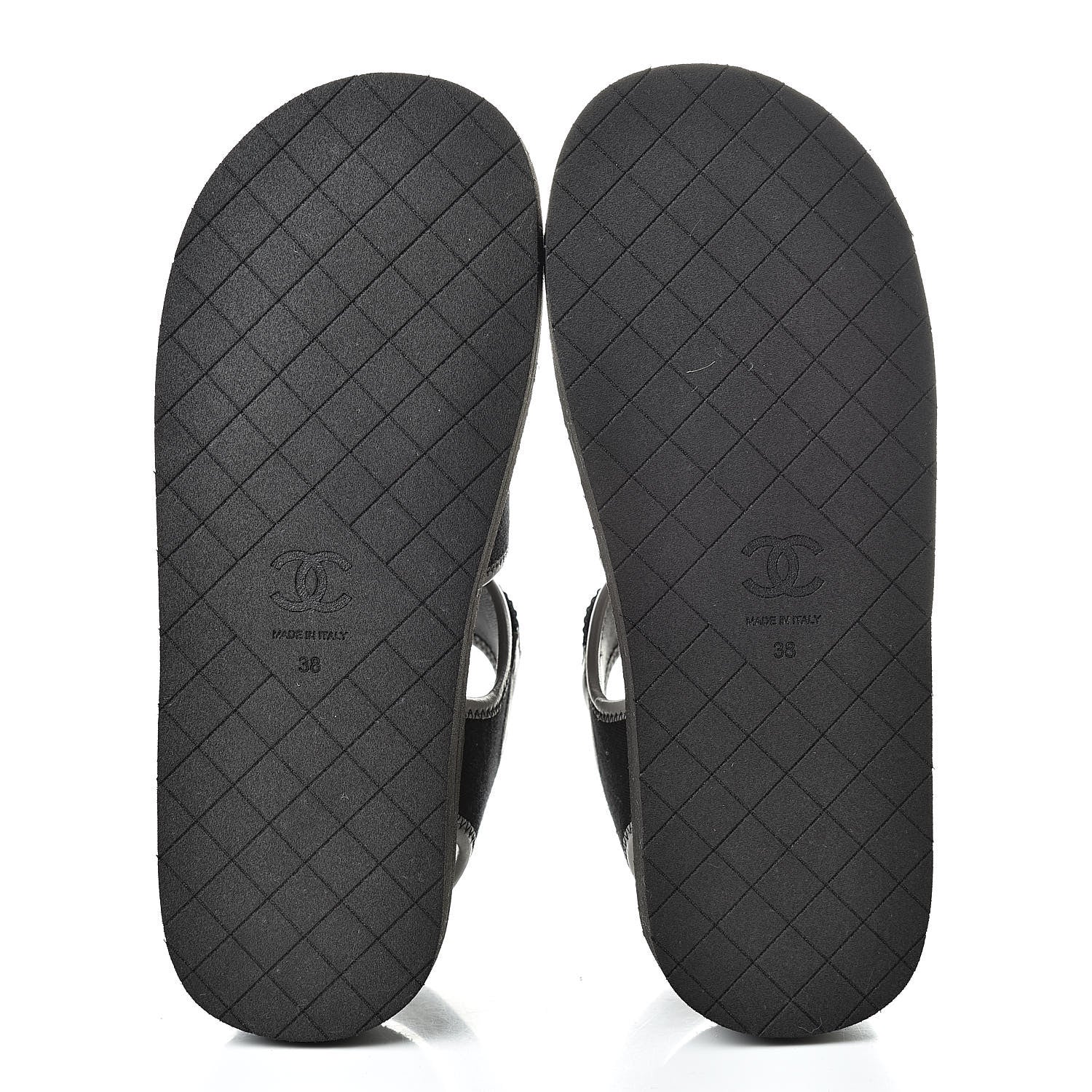 Chanel Lambskin Jersey Coco Sandals 38 Black 6 of 8