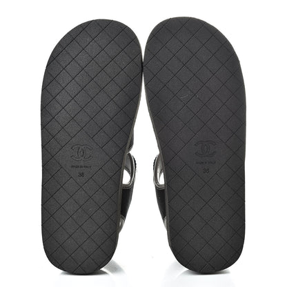 Chanel Lambskin Jersey Coco Sandals 38 Black 6 of 8