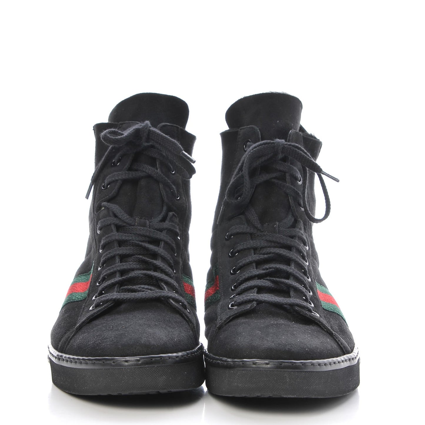 Suede Fur Web High Top Sneakers 41 Black