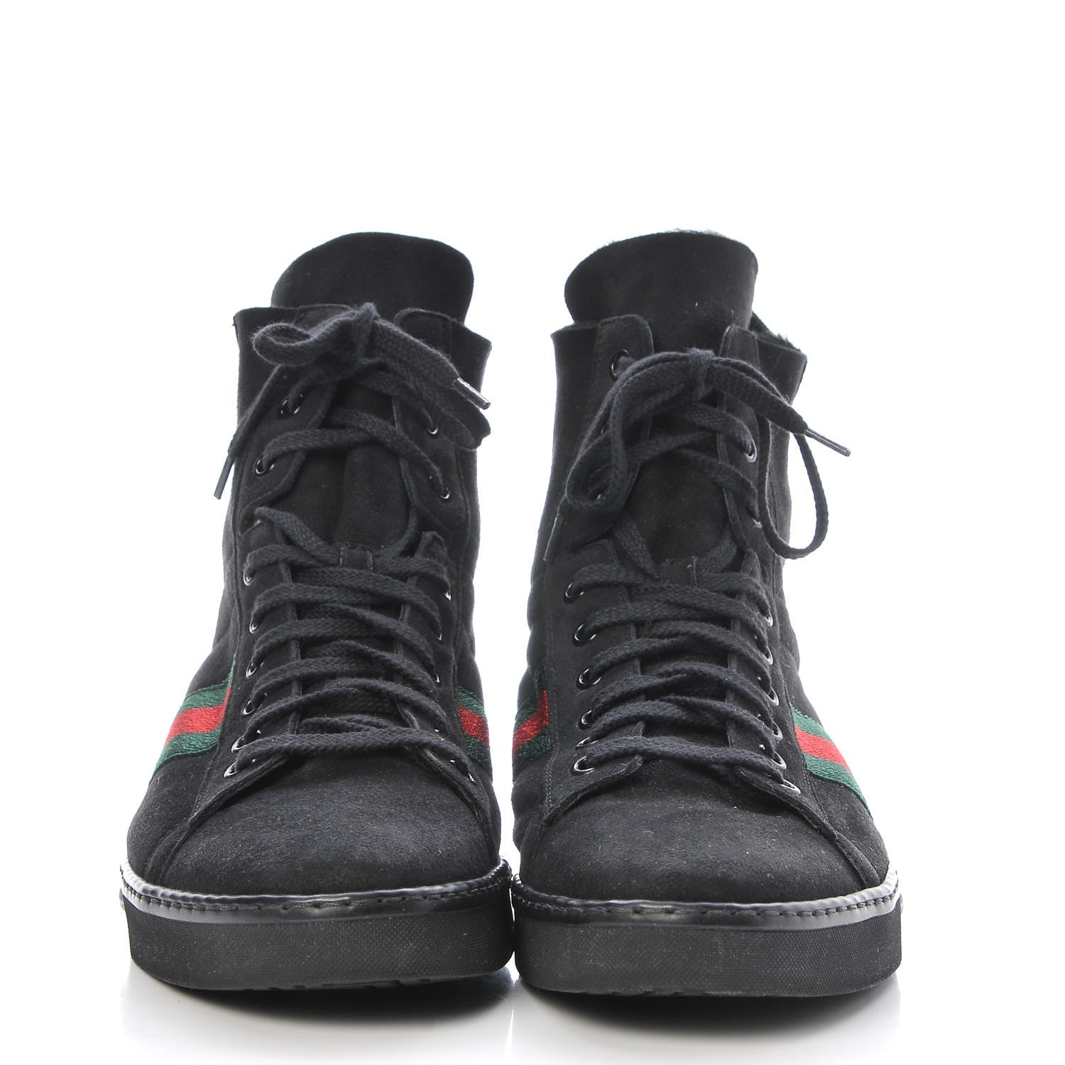 Gucci Suede Fur Web High Top Sneakers 41 Black 2 of 6