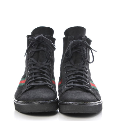 Gucci Suede Fur Web High Top Sneakers 41 Black 2 of 6