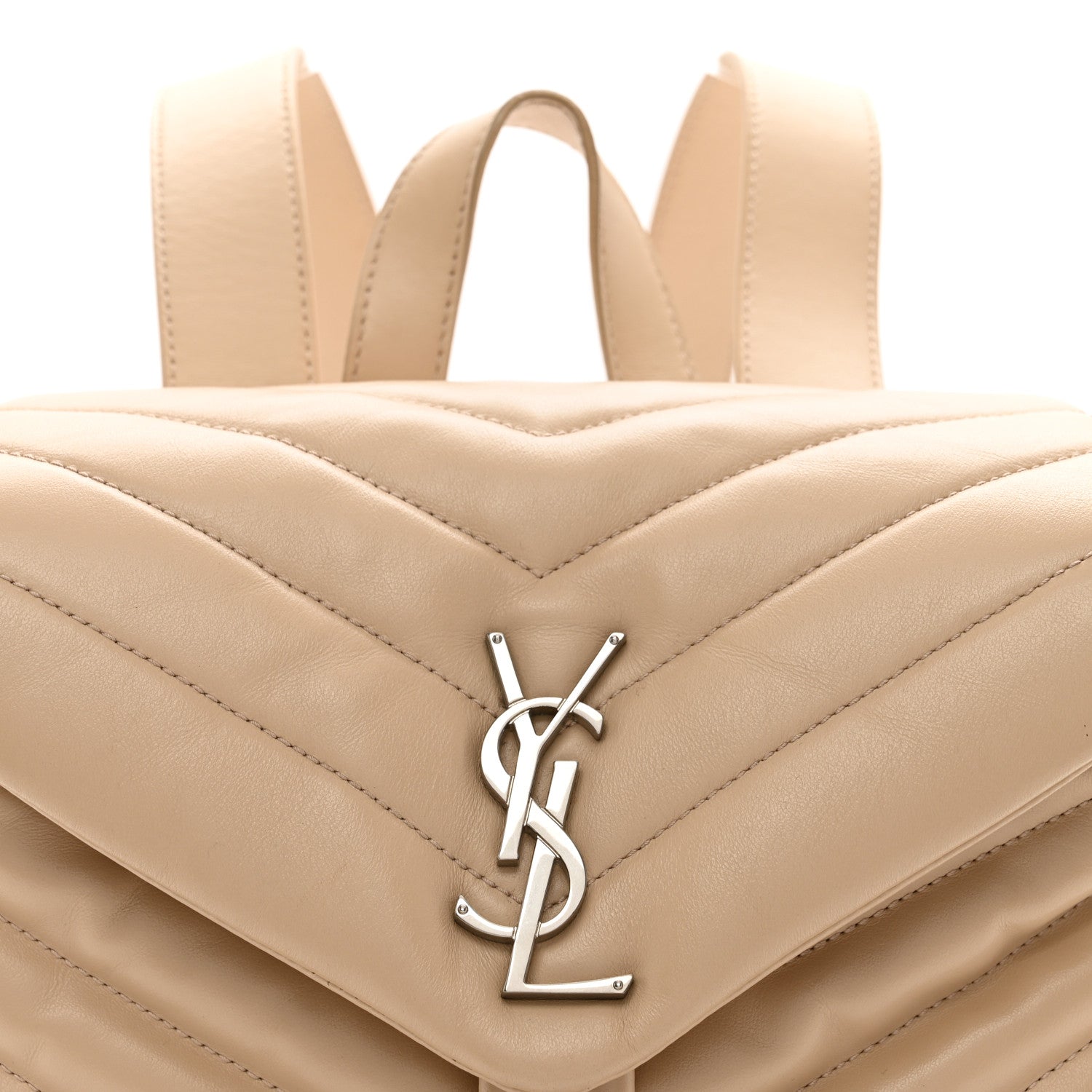 Saint Laurent Calfskin Y Quilted Monogram Small Loulou Backpack Nude Powder 4 of 11
