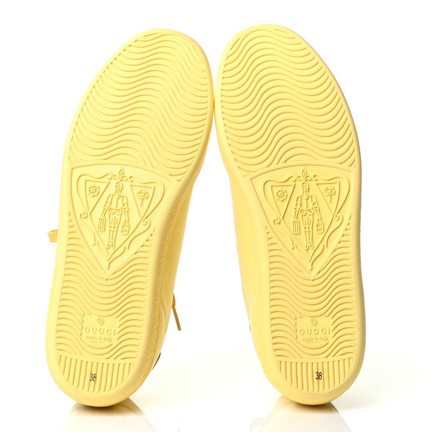 Calfskin Interlocking G Perforated Womens Ace Sneakers 38 Banana Straw Yellow