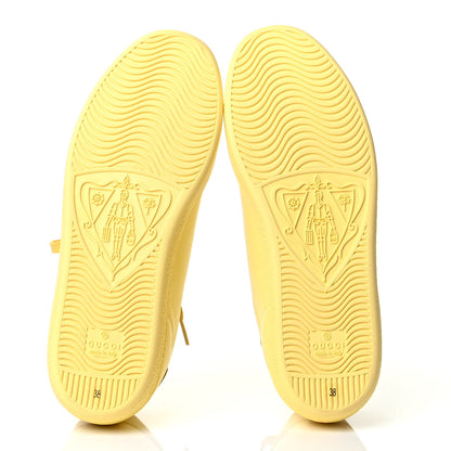 Gucci Calfskin Interlocking G Perforated Womens Ace Sneakers 38 Banana Straw Yellow 4 of 5