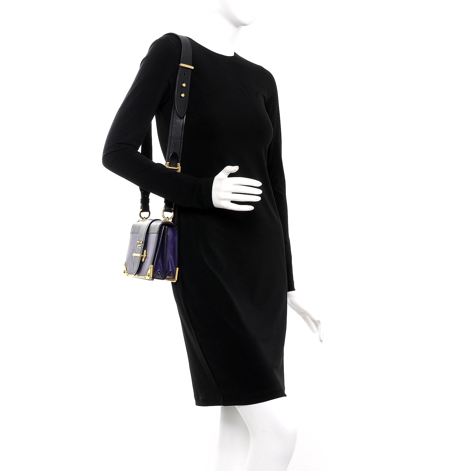 Prada City Calf Saffiano Cahier Bag Viola Black 2 of 8