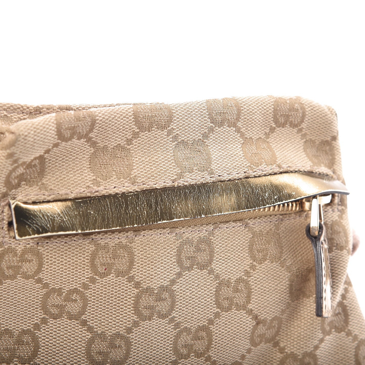 GG Monogram Web Double Pocket Belt Bag Gold Pink
