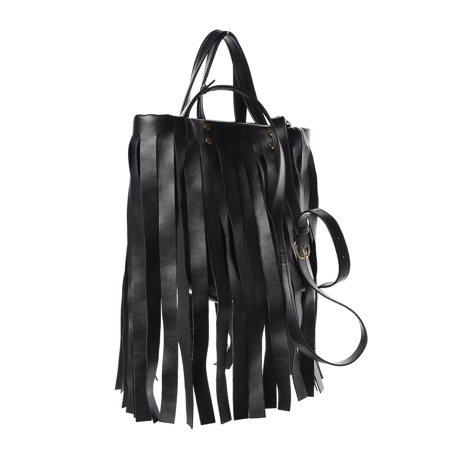 Calfskin XS Fringe Laundry Cabas Black