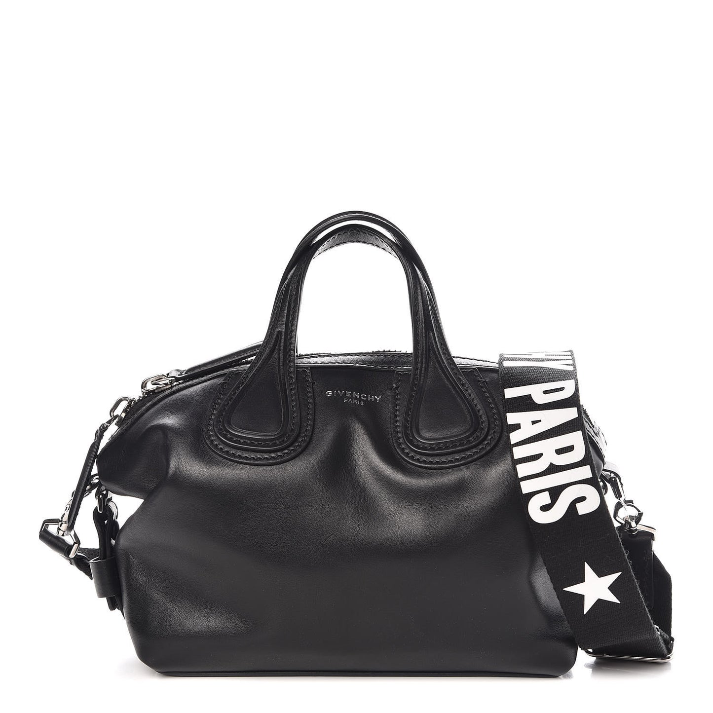 Waxed Calfskin Micro Nightingale Logo Strap Black