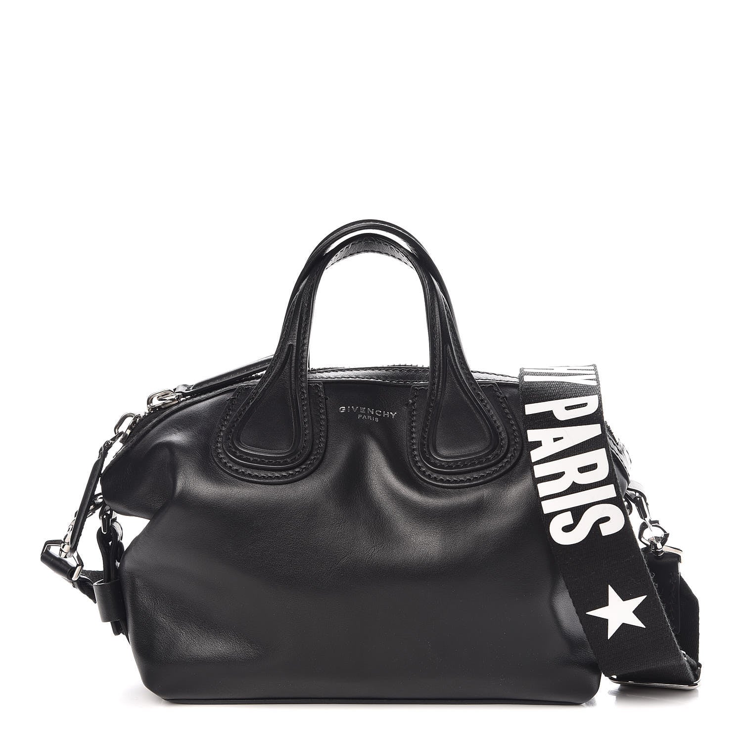 Givenchy Waxed Calfskin Micro Nightingale Logo Strap Black 1 of 8