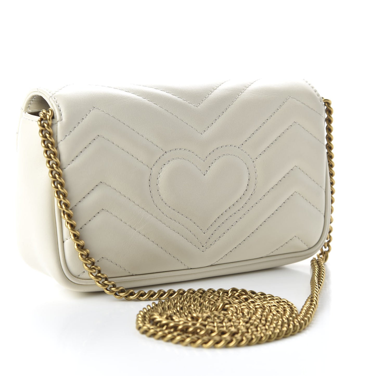 Calfskin Matelasse Super Mini GG Marmont Shoulder Bag White