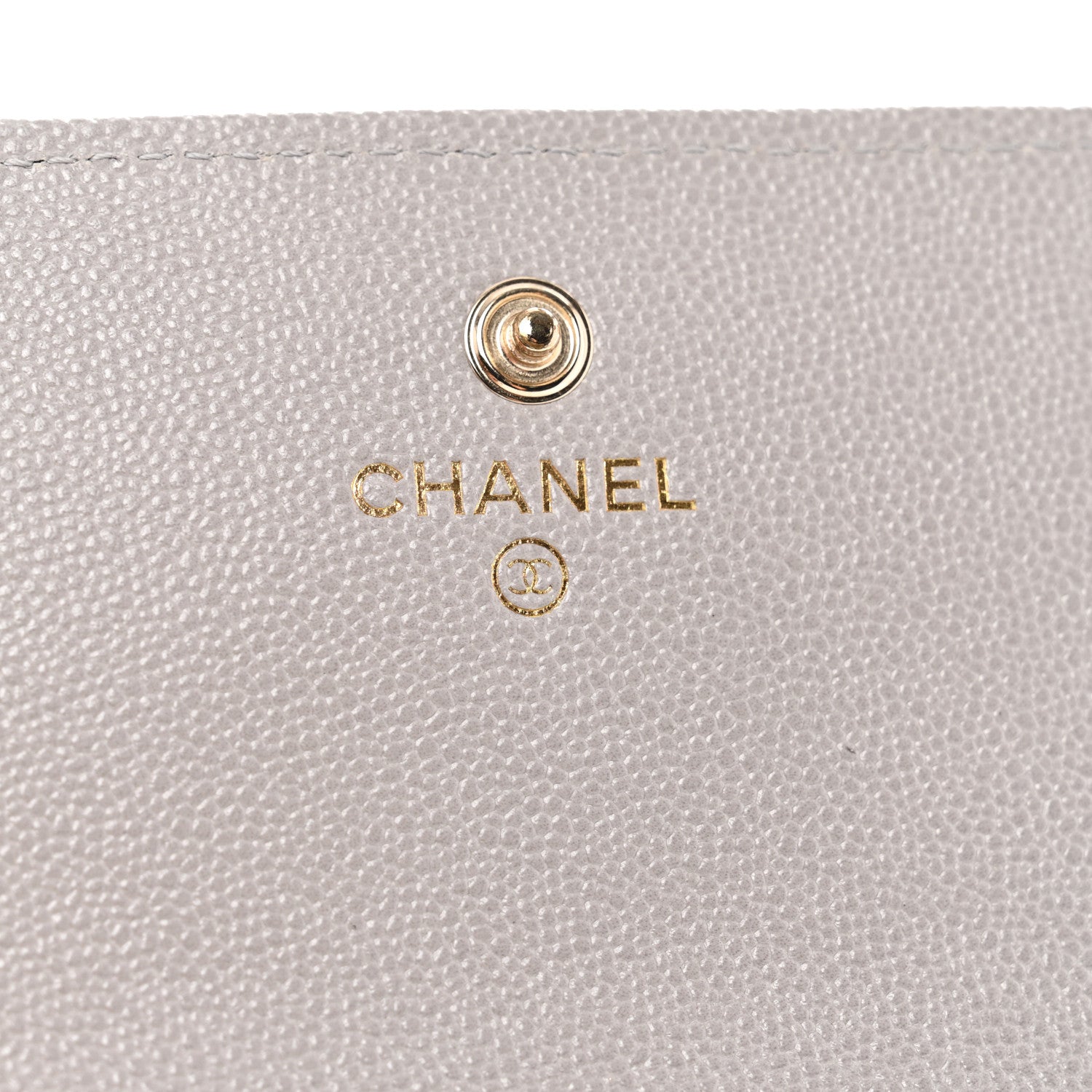 Chanel Caviar Quilted Studded CC Large Gusset Flap Wallet Grey 6 of 8