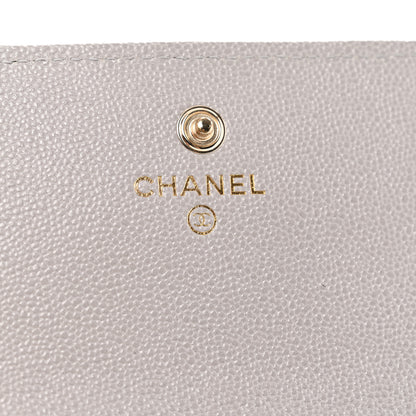Chanel Caviar Quilted Studded CC Large Gusset Flap Wallet Grey 6 of 8