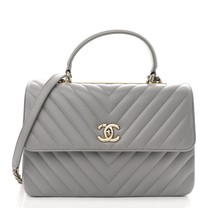 Chanel Lambskin Chevron Quilted Medium Trendy CC Dual Handle Flap Bag Grey 1 of 13