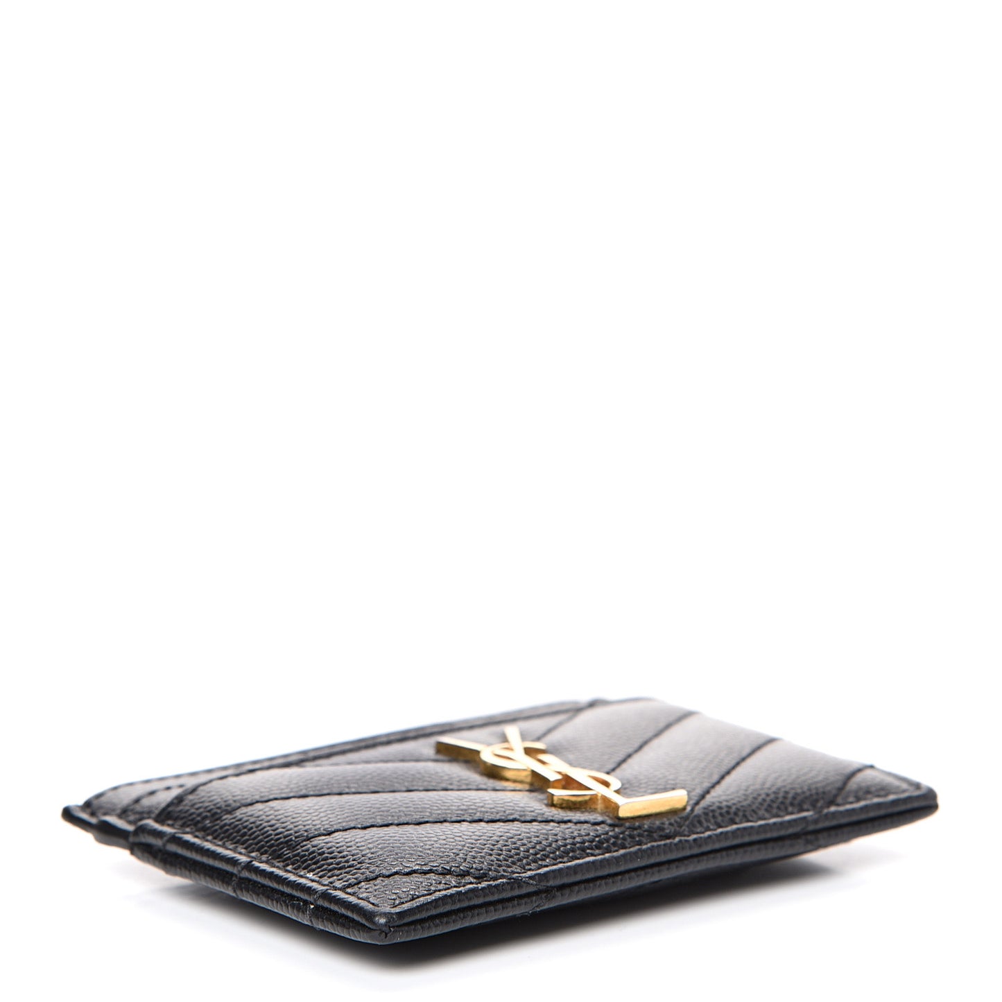 Grain De Poudre Matelasse Chevron Monogram Credit Card Case Black