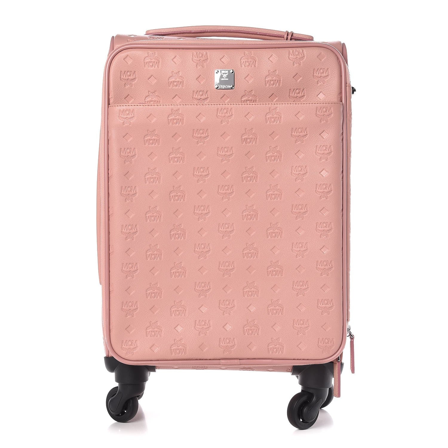 MCM Calfskin Ottomar Monogram Trolley Wheeled Suitcase Pink Blush 1 of 7