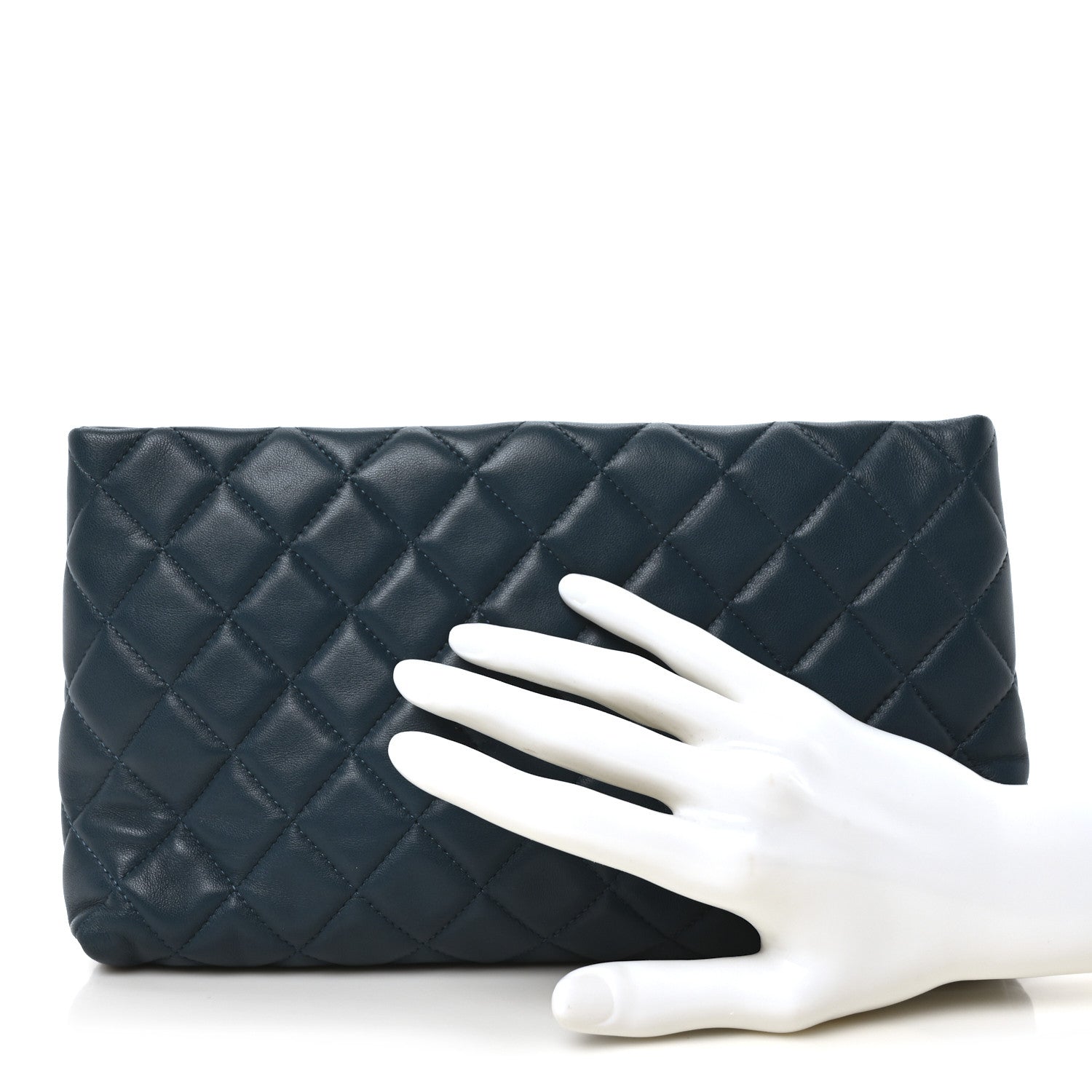 Chanel Lambskin Quilted Clutch  Turquoise 2 of 10
