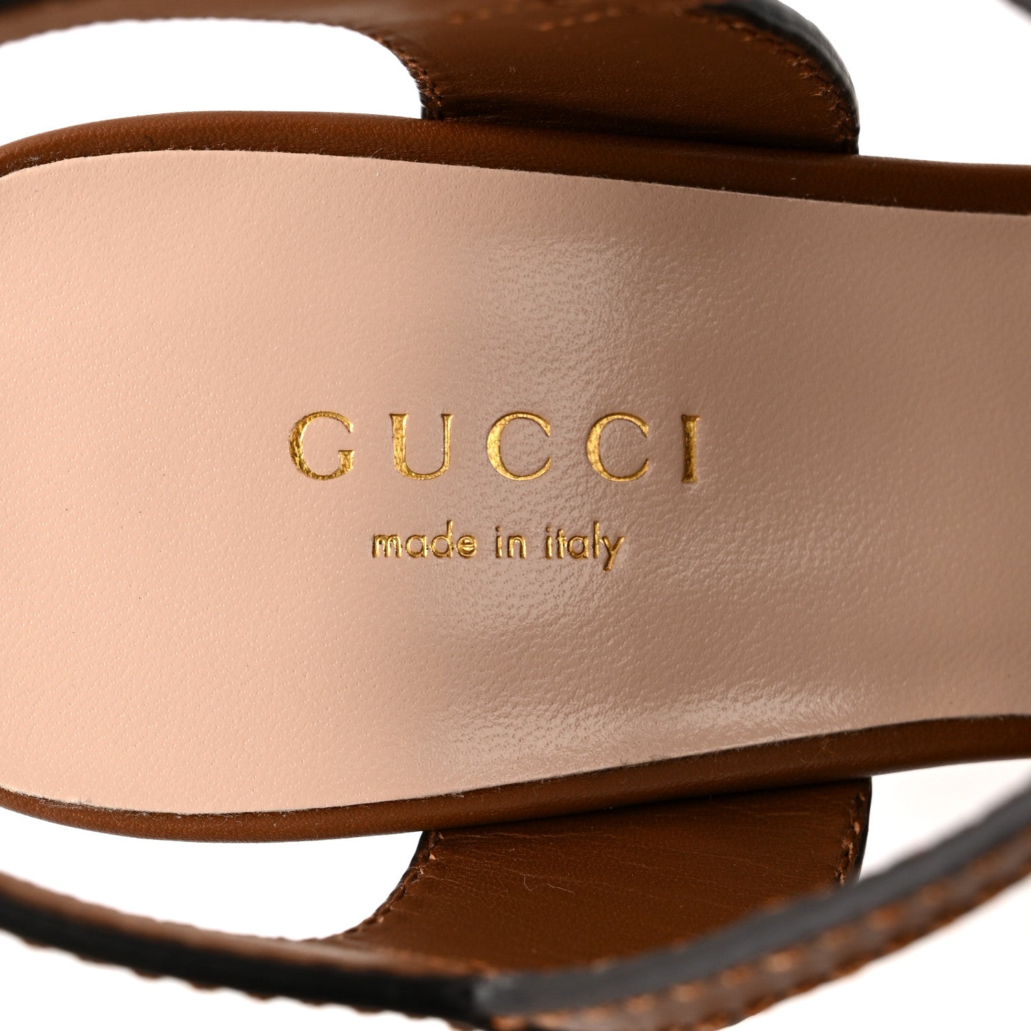 Gucci Cosmos Softy Calfskin Wooden Interlocking G Cut-Out 30/120mm Platform Sandals 35.5 Cuir 6 of 8