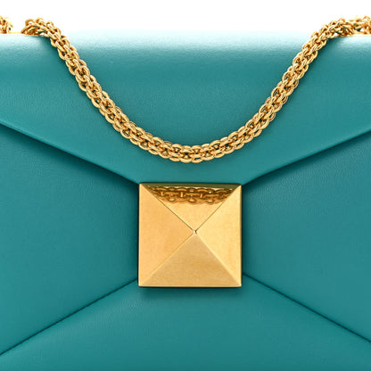 Valentino Garavani Nappa One Stud Chain Clutch Ultra Marine Green 8 of 10