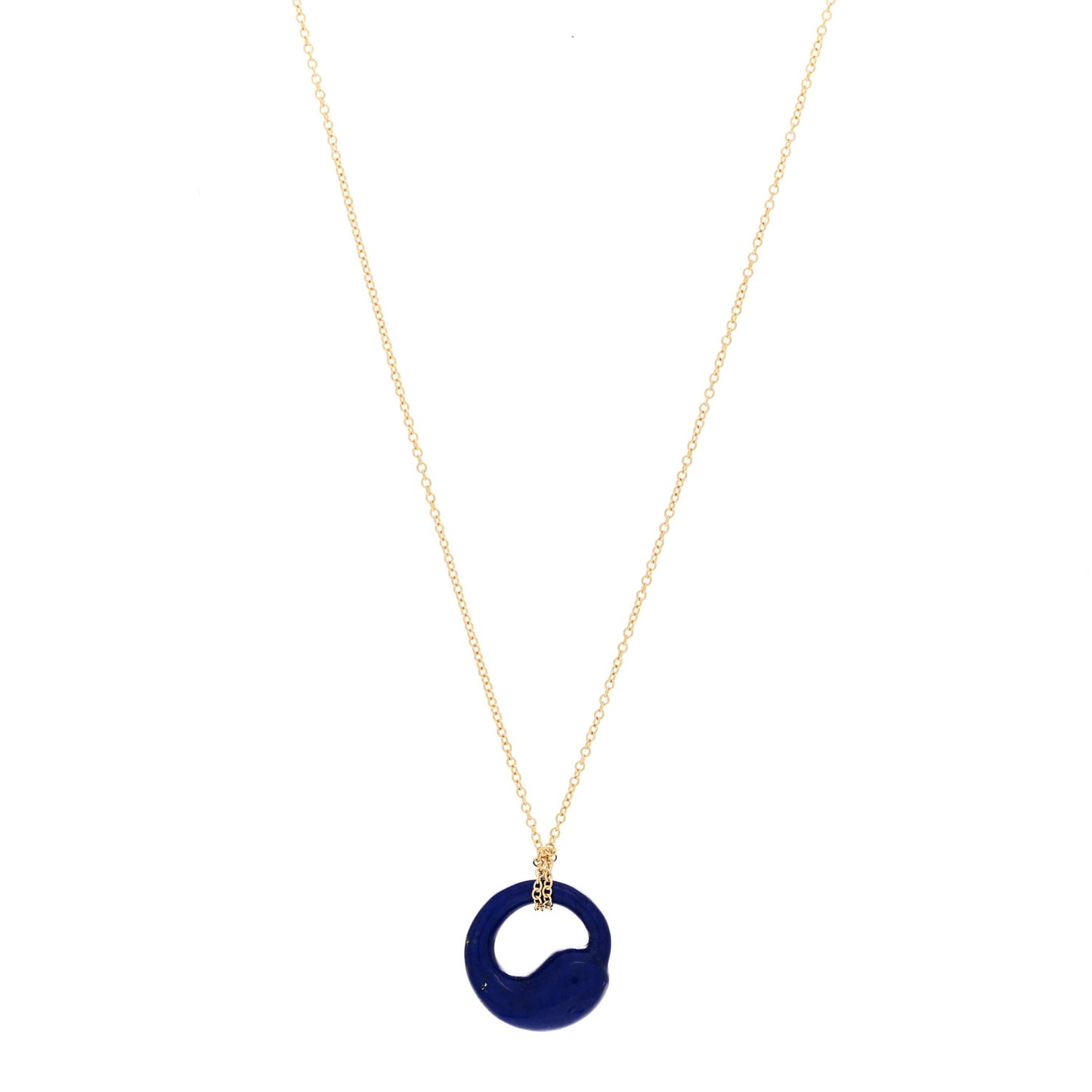 18K Yellow Gold Lapis Lazuli Elsa Peretti Eternal Circle Pendant Necklace