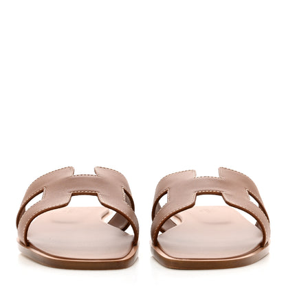 Hermes Box Calfskin Oran Sandals 37 Gold 2 of 8