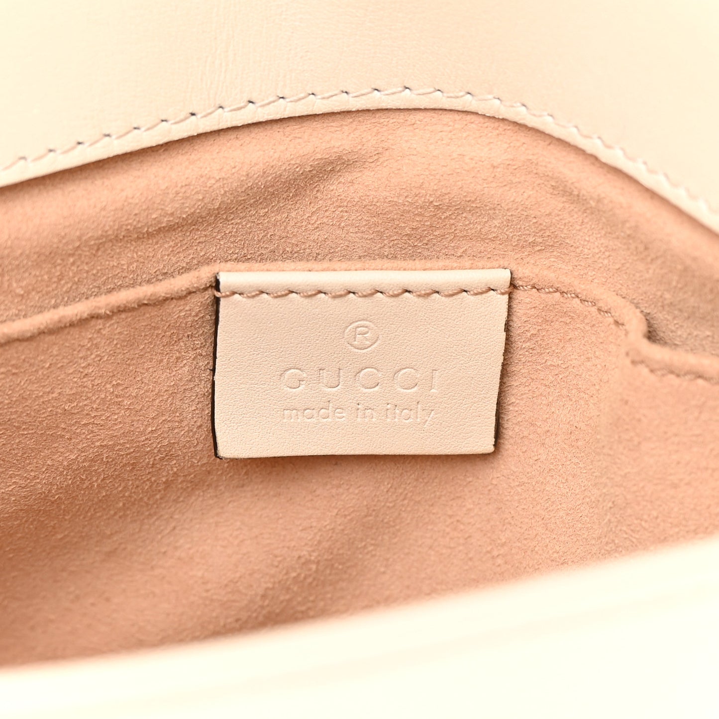 Calfskin Matelasse Pearly GG Marmont Chain Belt Bag Mystic White