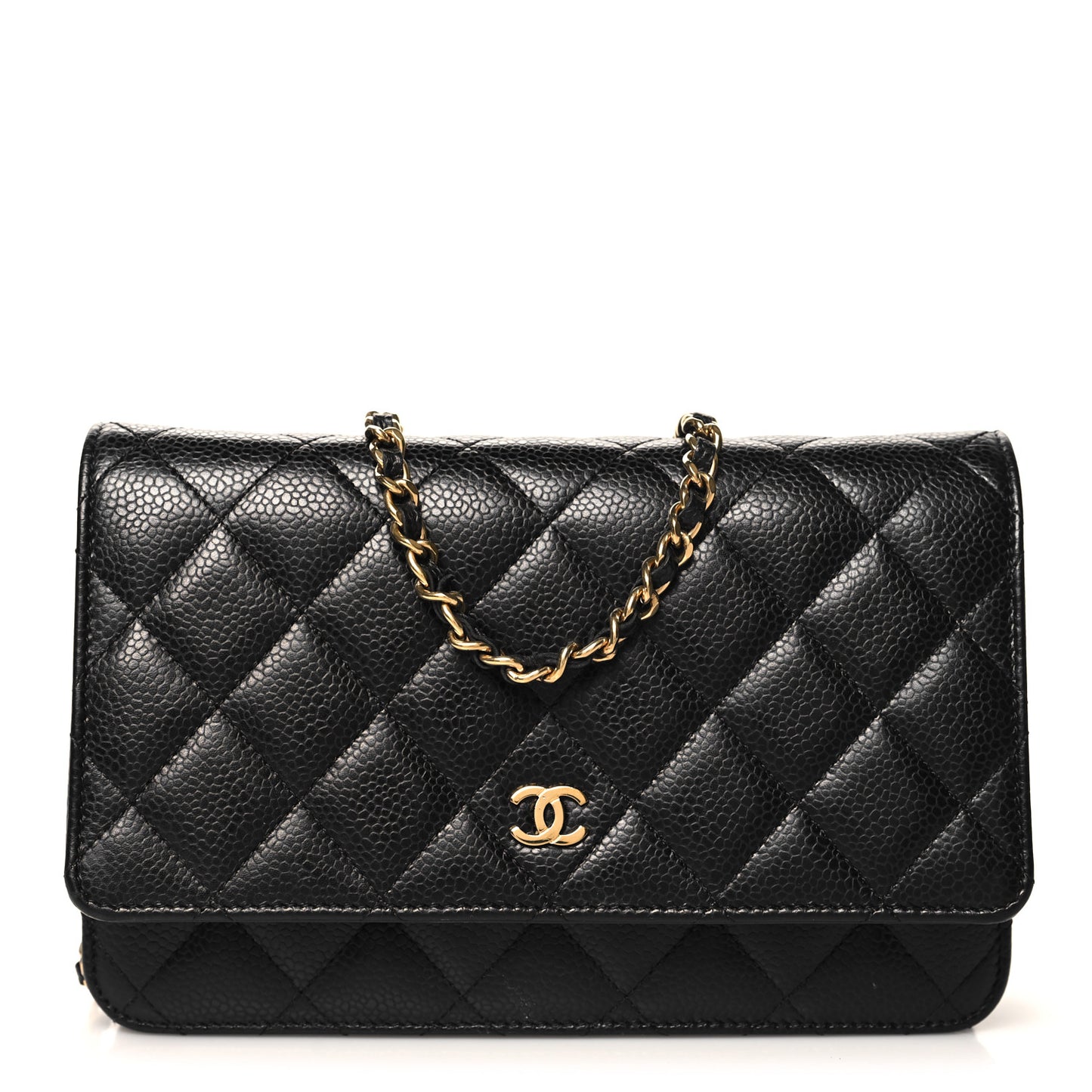 Caviar Quilted Wallet on Chain WOC Black