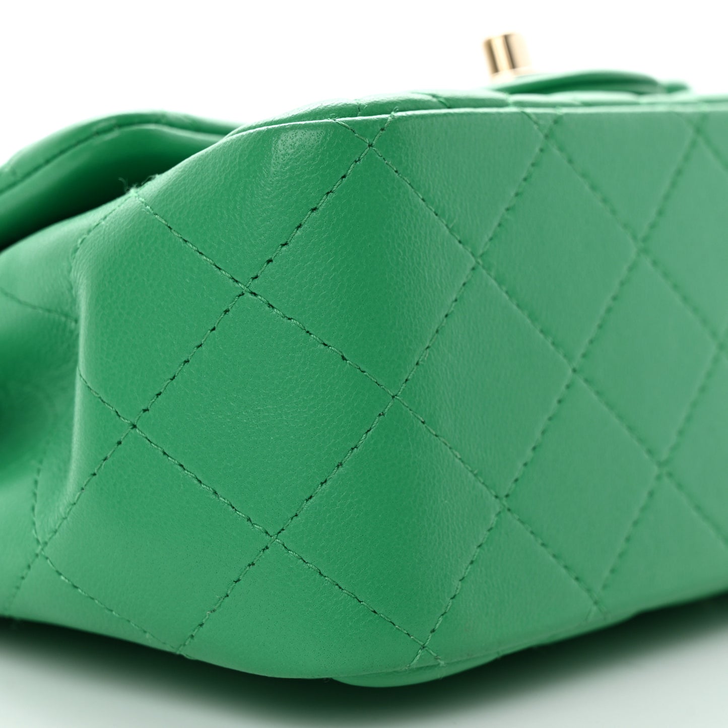 Lambskin Quilted Mini Square Flap Green