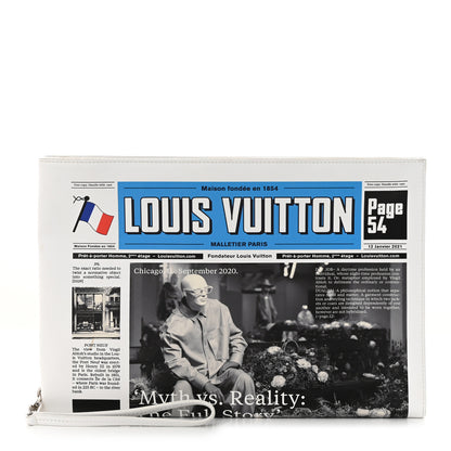 Louis Vuitton Calfskin Newspaper Print Pouch 1 of 11