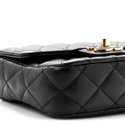 Chanel Lambskin Resin Quilted Mini Heart Square Flap Black 8 of 9