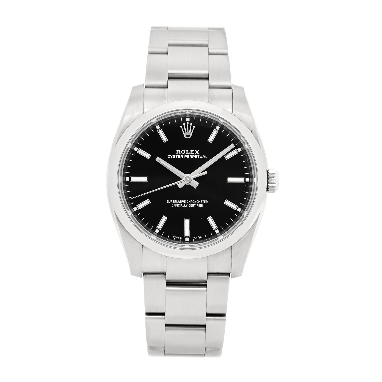 Rolex Stainless Steel 34mm Oyster Perpetual Watch Black 114200 1 of 5