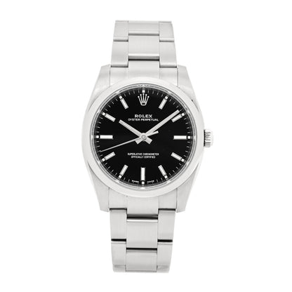 Rolex Stainless Steel 34mm Oyster Perpetual Watch Black 114200 1 of 5
