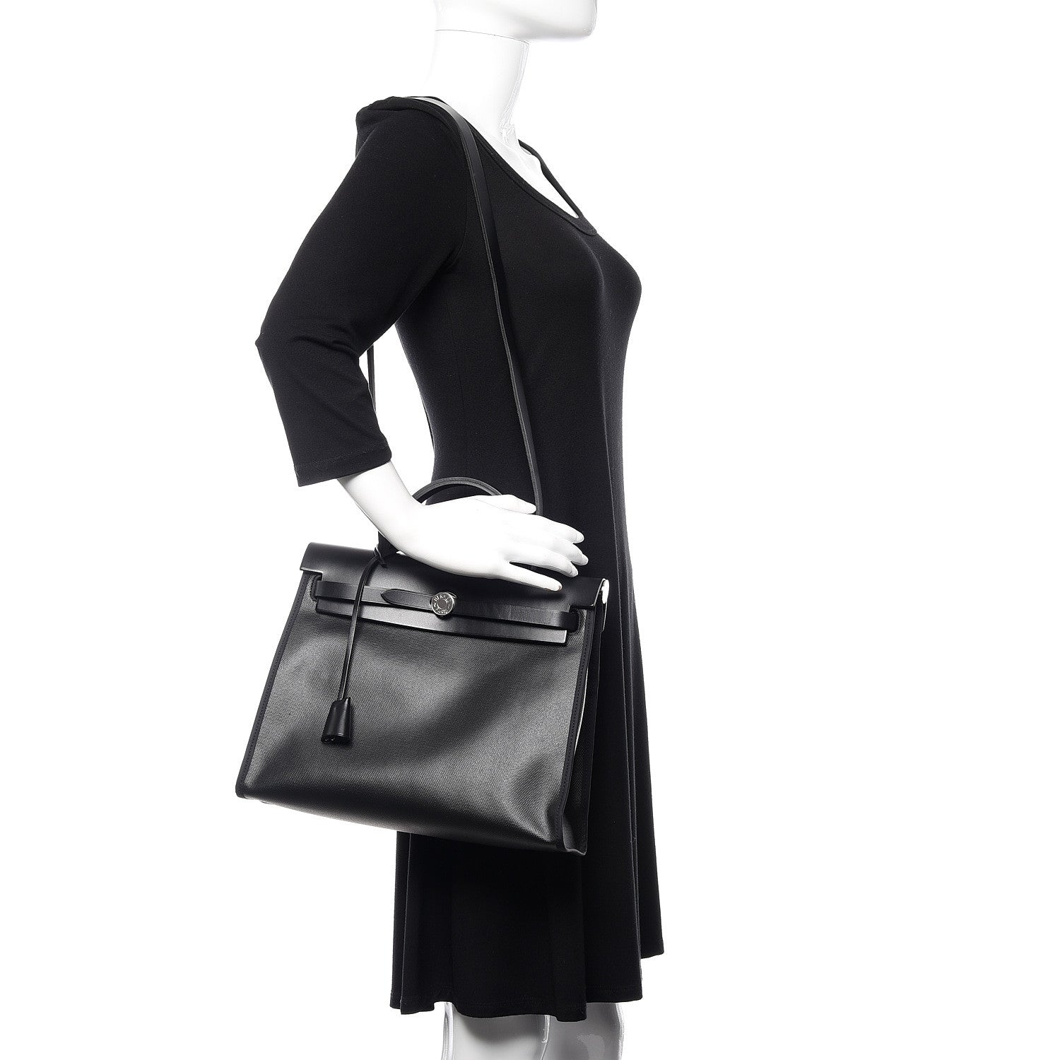 Hermes Toile H Berline Vache Hunter Herbag Zip PM 31 Black Ecru 2 of 14