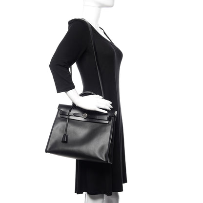 Hermes Toile H Berline Vache Hunter Herbag Zip PM 31 Black Ecru 2 of 14