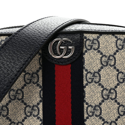 Gucci GG Supreme Monogram Textured Dollar Calfskin Web Small Ophidia Camera Bag Beige Blue 7 of 9