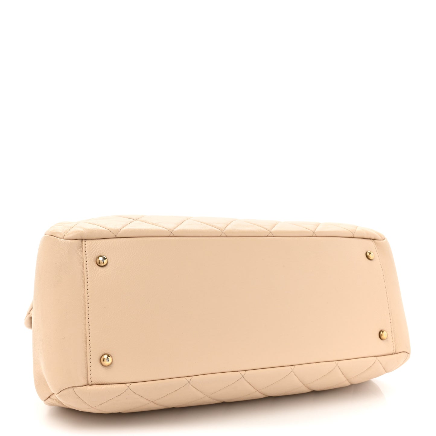 Calfskin Quilted Large CC Crown Tote Beige