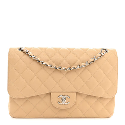 Chanel Caviar Quilted Jumbo Double Flap Light Beige 1 of 11