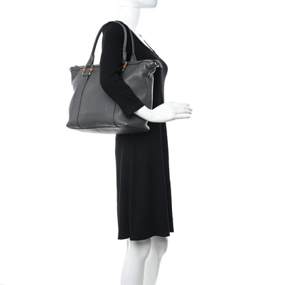 Gucci Calfskin Bamboo Top Handle Tote Grey 2 of 10