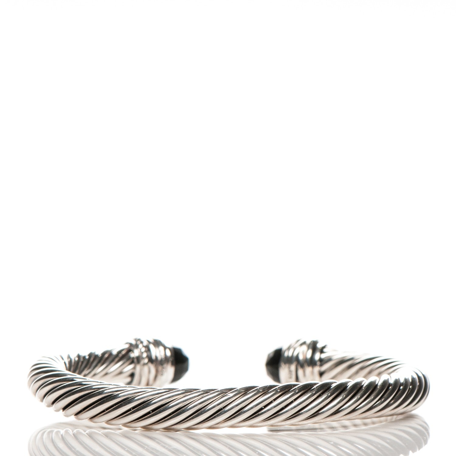 David Yurman Sterling Silver Diamond Black Onyx 7mm Cable Classics Crossover Bracelet 3 of 4