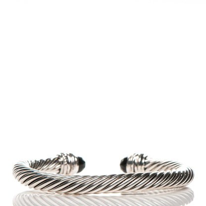 David Yurman Sterling Silver Diamond Black Onyx 7mm Cable Classics Crossover Bracelet 3 of 4