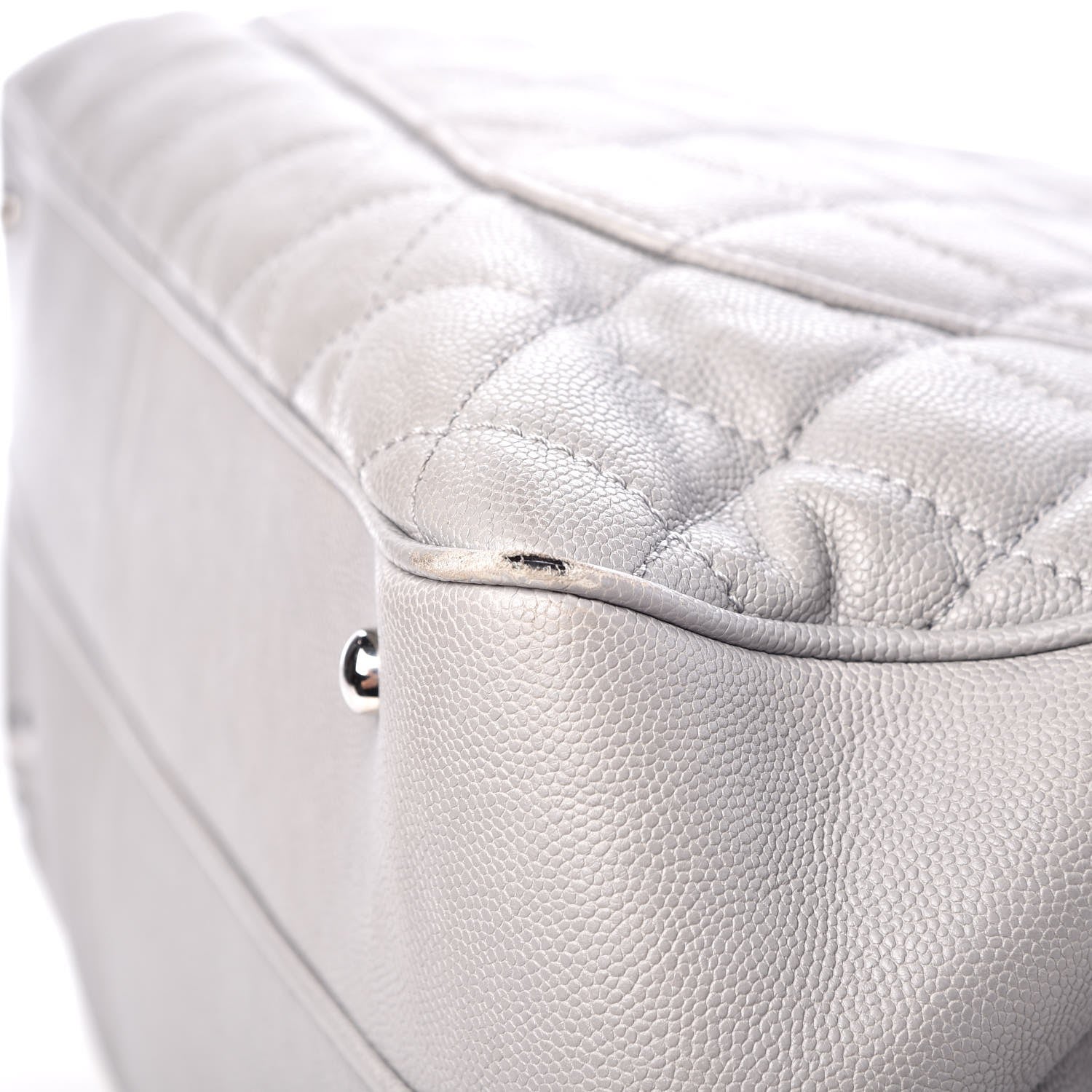 Chanel Caviar Quilted Top Handle Shopping Tote Grey 14 of 18