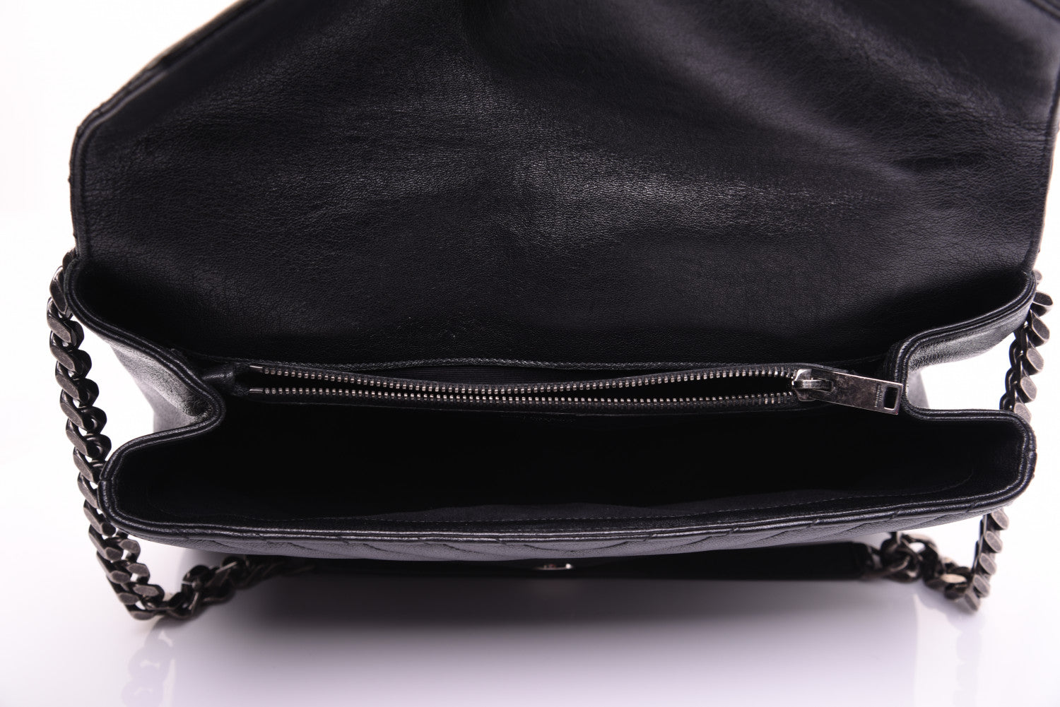 Saint Laurent Sheepskin Matelasse Chevron Monogram Large College Satchel Black 9 of 31