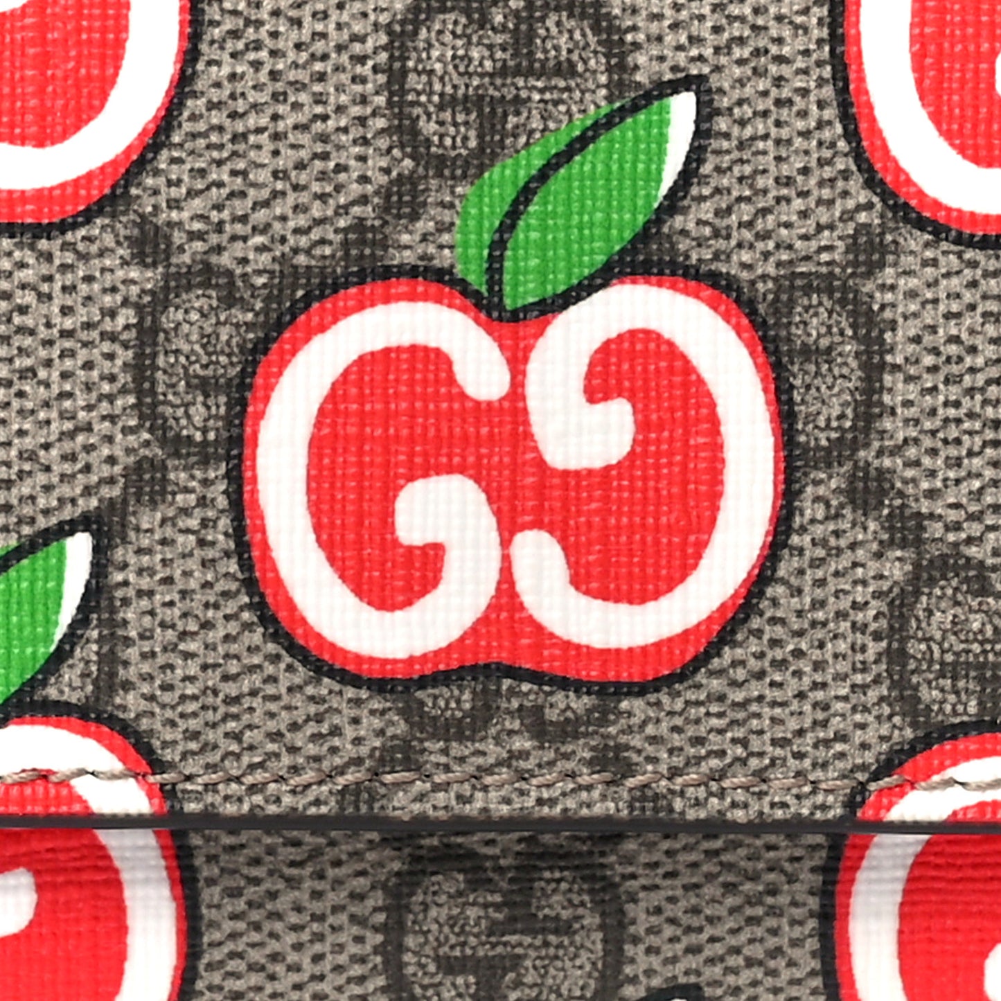 GG Supreme Apple French Wallet Beige Multicolor Lobster Red