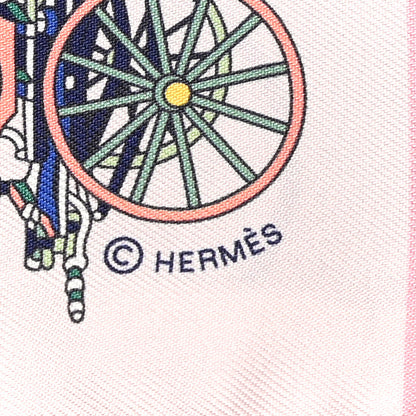Hermes Silk Les Voitures Exquises Twilly Bleu Rose Vert 3 of 4