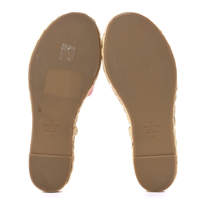 Valentino Garavani Calfskin Vlogo Espadrille 5mm Flat Slide Sandals 37 Titian 5 of 9