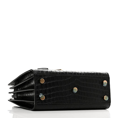 Saint Laurent Calfskin Crocodile Embossed Nano Sac De Jour Black 4 of 10
